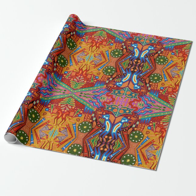 Papier Cadeau Voyage tribal maya mexicain de Boho d'art d'Oaxaca (Déroulé)