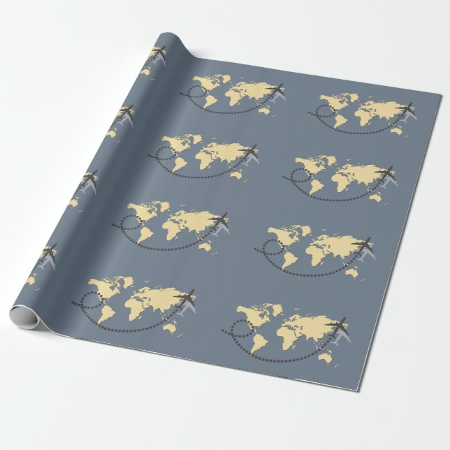 Papier Cadeau Voyageons l'illustration du monde (Déroulé)