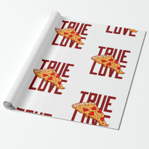 Papier Cadeau vrai amour pizza coeur valentine