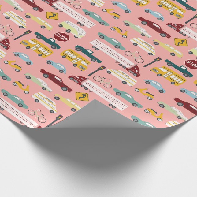 Papier Cadeau Vroom ! Circulation Motif Voitures Camions Bus Vél (Coin)