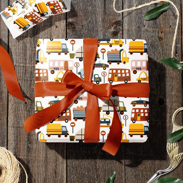 Papier Cadeau Vroom ! Vroom ! Voiture et transport Motif Garçon (Créateur téléchargé)