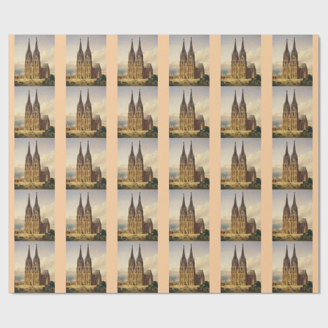Papier Cadeau Vue de la cathédrale gothique de Cologne dans tout (Plat)