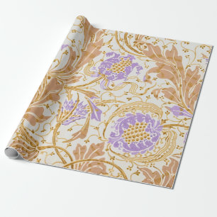 Papier Cadeau Walter Crane Arts & Crafts Art floral pourpre