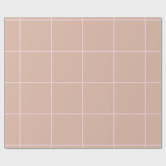 Papier Cadeau Warm Beige Grid Pattern Minimal Soft Check Design