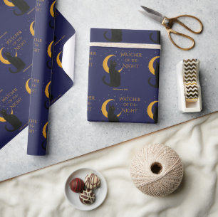 Papier Cadeau Watcher of the Night - Carte Chat Noir Halloween