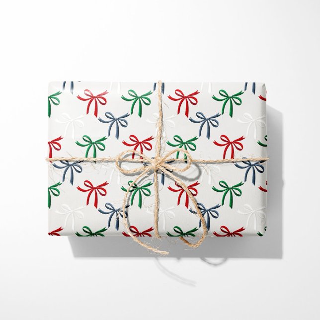 Papier Cadeau Watercolor Christmas Bows  (Créateur téléchargé)