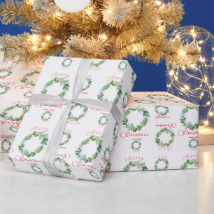 Papier Cadeau Watercolor Christmas Holiday Wreath