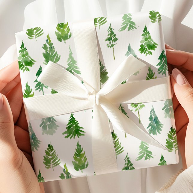 Papier Cadeau Watercolor Christmas Pine Tree (Créateur téléchargé)