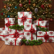 Watercolor Elegant Red Poinsettia Christmas