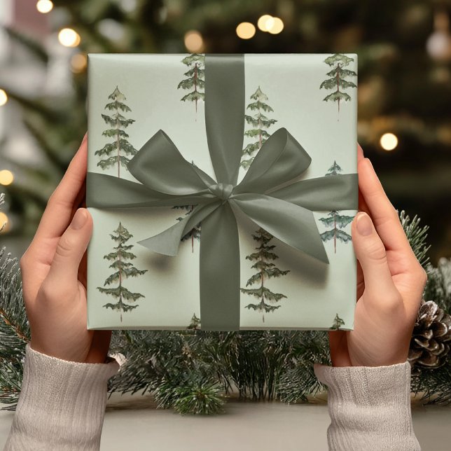 Papier Cadeau Watercolor Evergreen Trees  (Créateur téléchargé)
