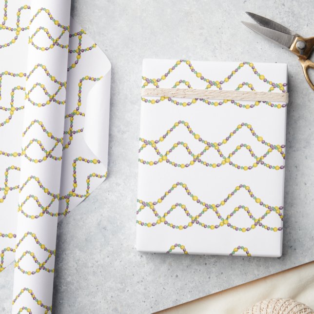 Papier Cadeau Watercolor Mardi Gras Beads (Créateur téléchargé)