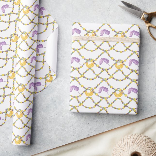 Papier Cadeau Watercolor Mardi Gras Beads (Créateur téléchargé)