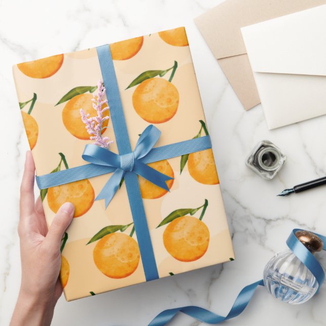 Papier Cadeau Watercolor Orange Pattern (Cadeaux)