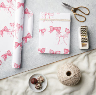 Papier Cadeau Watercolor Pink Bow Bachelorte Party