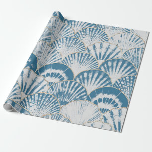 Papier Cadeau Watercolor sea shell japonais vagues transparent p