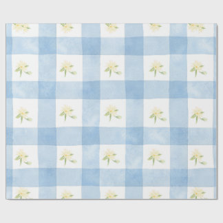 Papier Cadeau Watercolor Yellow Floral on Plaid