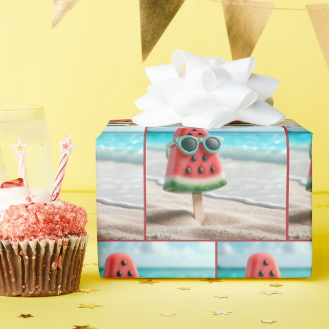 Papier Cadeau Watermelon Popsicle portant des lunettes de soleil (Fête d'anniversaire)
