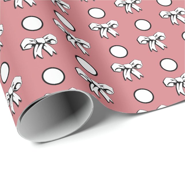 Papier Cadeau Watermelon Rose et blanc Pois Showparty (Coin rond)