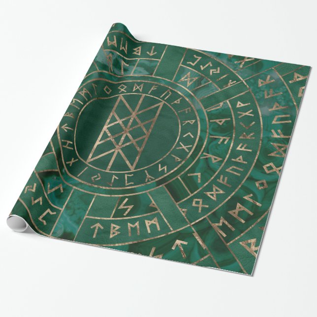 Papier Cadeau Web of Wyrd - Malachite, cuir et or (Déroulé)
