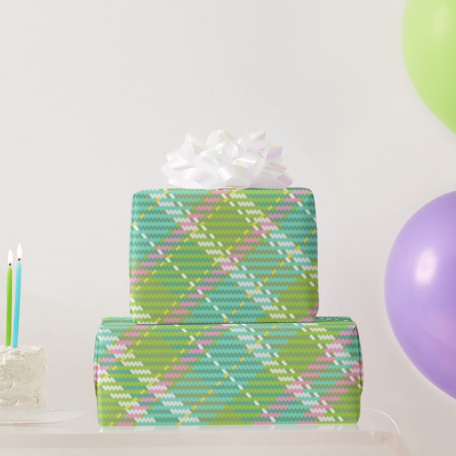Papier Cadeau Webbing Tartan Vert (Cadeaux de fête)