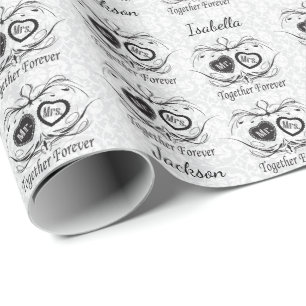 Papier Cadeau Wedding Design de M. et de Mme Damask Styled
