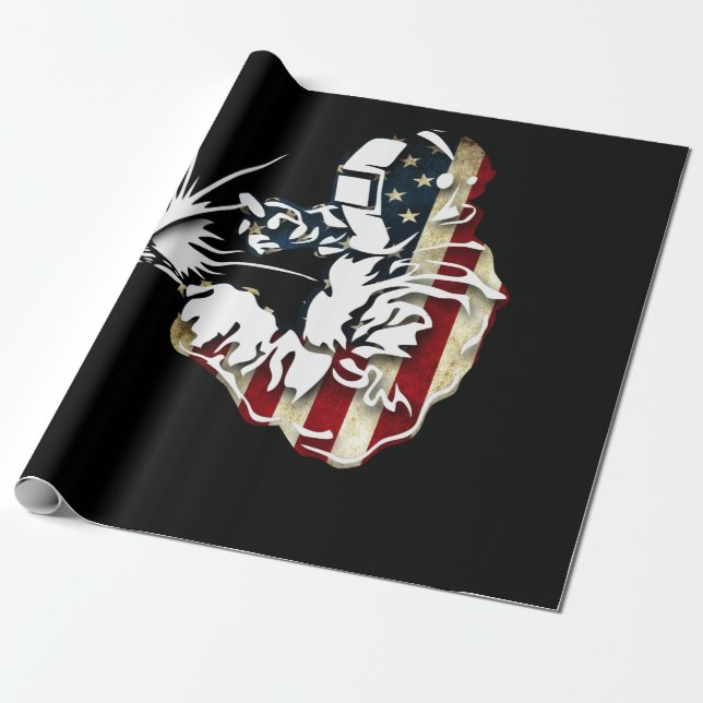 Papier Cadeau Welder American Flag USA Patriotic Welder Cadeau (Déroulé)