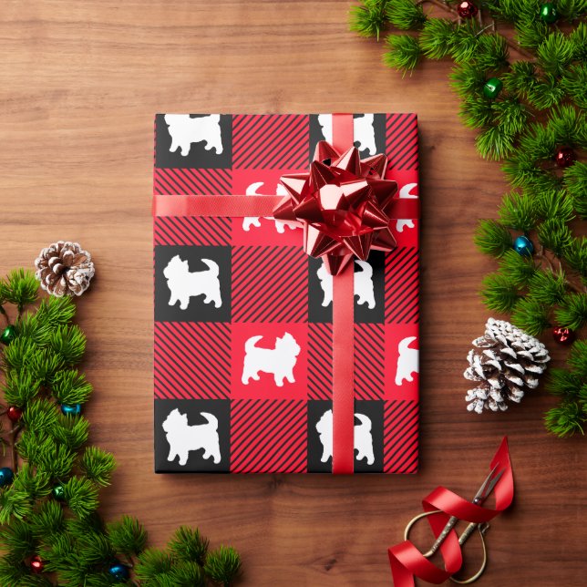 Papier Cadeau West Highland Terrier Buffalo Plaid Wrappi (Cadeau de vacances)