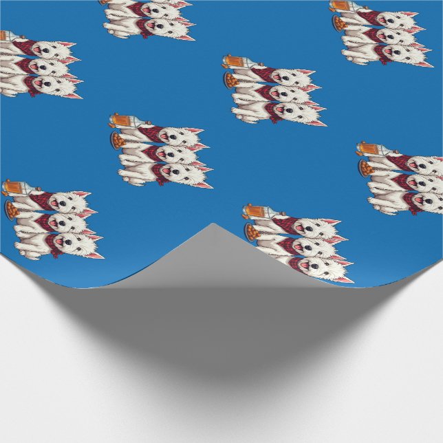 Papier Cadeau West Highland Terriers, Scottish Neckerchief  (Coin)
