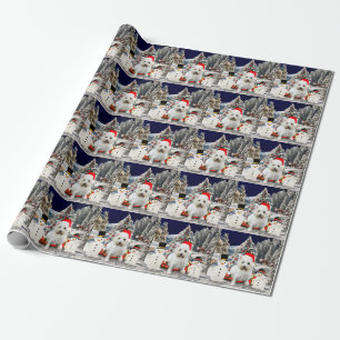 Papier Cadeau West Highland White Terrier Dog neige Casquette de