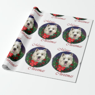 Papier Cadeau West Highland White Terrier Noël