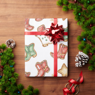 Papier Cadeau Western Christmas Cowgirl Cowboy