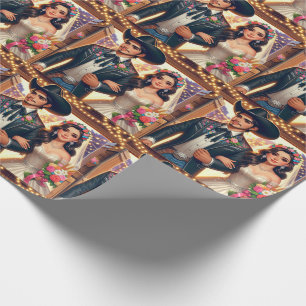 Papier Cadeau Western Cowboy Cowgirl Mariage
