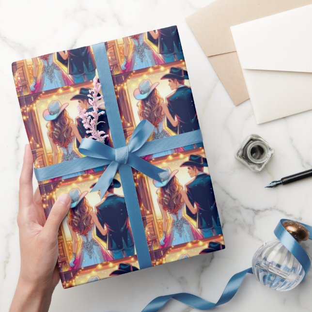 Papier Cadeau Western Cowboy Cowgirl Mariage (Cadeaux)