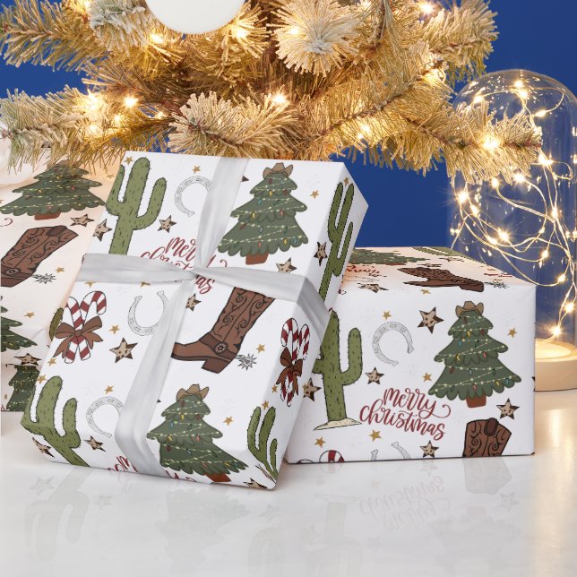 Papier Cadeau Western Cowboy Pays Papier d'enveloppement de Noël (Vacances)