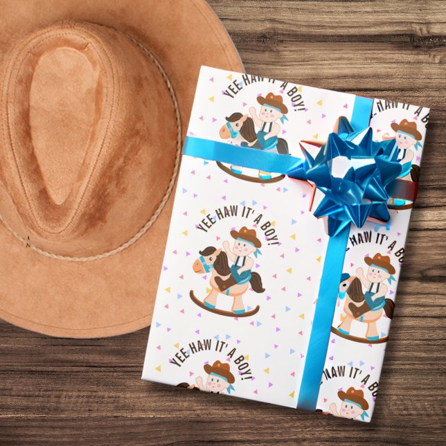 Papier Cadeau Western Cowboy Rocking Horse C'Est Un Baby shower  (Créateur téléchargé)