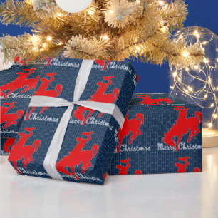 Papier Cadeau Western Rodeo Cowboy Bronc équitation Noël