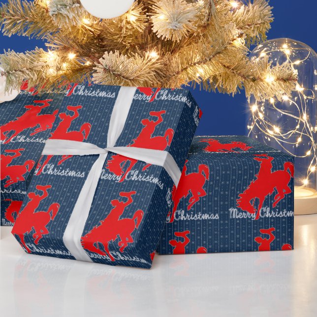 Papier Cadeau Western Rodeo Cowboy Bronc équitation Noël (Vacances)