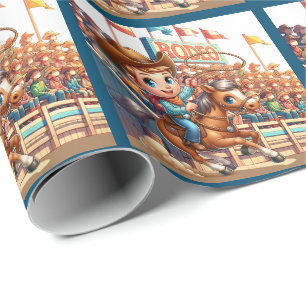 Papier Cadeau Western Rodeo Cowboy Roping
