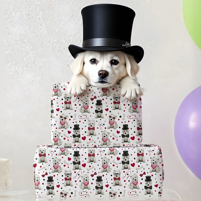 Papier Cadeau Westie blanc avec accessoires Whimsical (Créateur téléchargé)