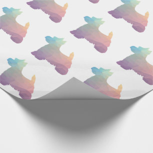 Papier Cadeau Westie coloré Motif géométrique Silhouette Chien