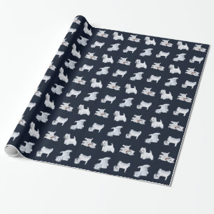 Papier Cadeau Westies empilés sur fond noir