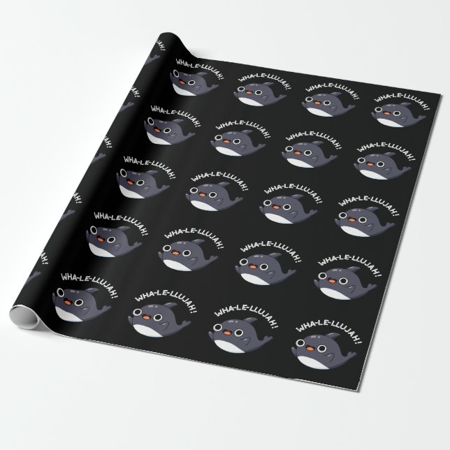 Papier Cadeau Wha-le-llujah Funny Orca Whale Pun Dark BG (Déroulé)