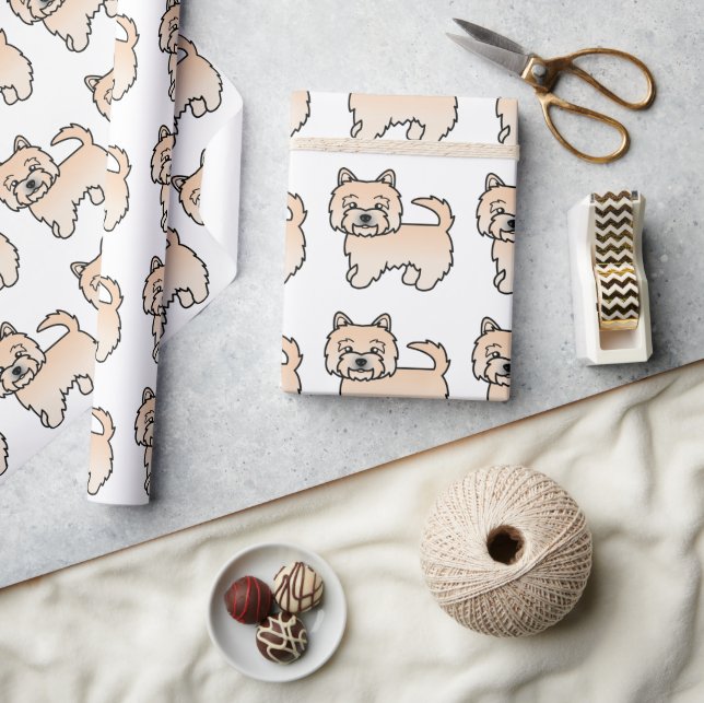 Papier Cadeau Wheaten Norwich Terrier Cartoon Motif (Artisanat)