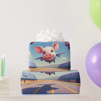 Papier Cadeau When Pigs Fly Funny Winged Pigs Airplanes