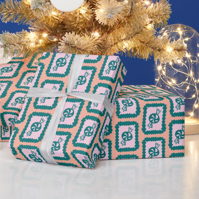 Papier Cadeau Whimsical Christmas Candy Cute Bright Holiday (Vacances)