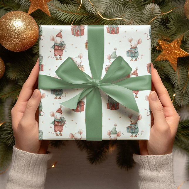 Papier Cadeau Whimsical Christmas Mouses Wrapping Paper (Créateur téléchargé)
