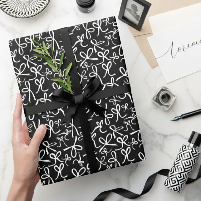 Papier Cadeau Whimsical Cute Black White Bows Pattern Girly Gift (Whimsical Cute Black White Bows Pattern Girly Gift Wrapping Paper
)