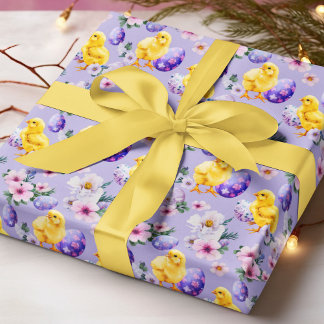 Papier Cadeau Whimsical Easter Chicks Wrapping Paper