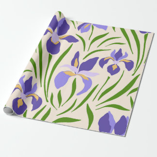 Papier Cadeau Whimsical Hand-Drawn Purple Iris Botanical