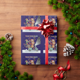 Papier Cadeau Whimsical Holiday Express Delivery | Cute Reindeer